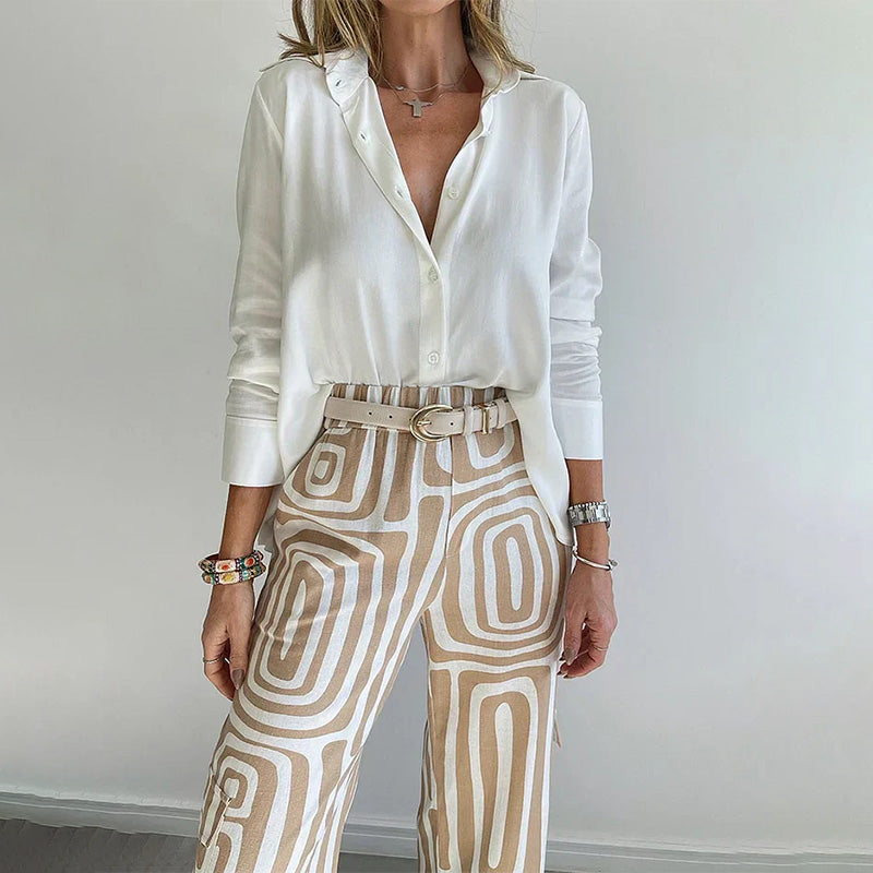 Hazel™ | Women's Geometric-Print Wide-Leg Trousers
