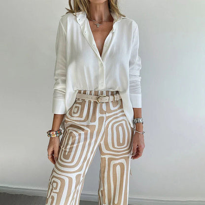 Hazel™ | Women's Geometric-Print Wide-Leg Trousers