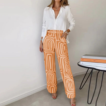 Hazel™ | Women's Geometric-Print Wide-Leg Trousers