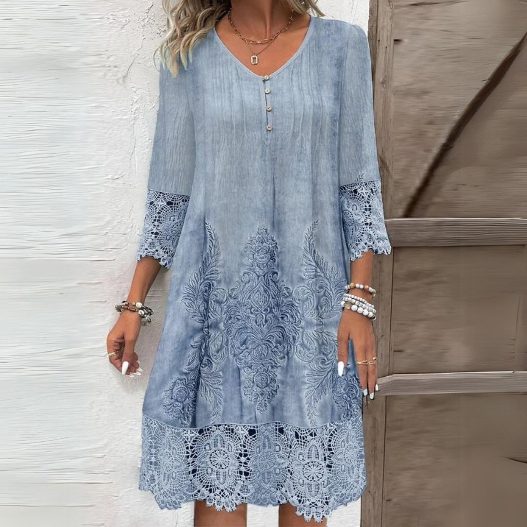 Hazel™ | Women's Lace-Trim Midi Dress