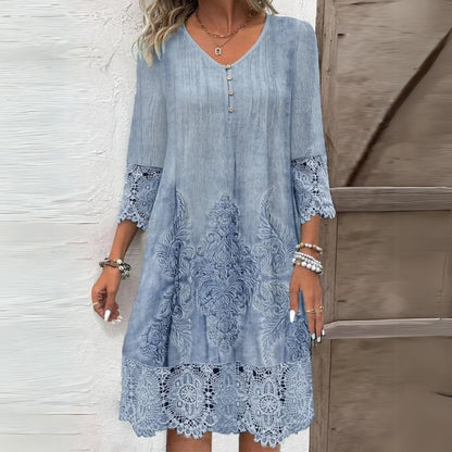 Hazel™ | Women's Lace-Trim Midi Dress