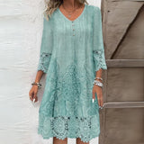 Hazel™ | Women's Lace-Trim Midi Dress