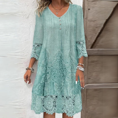 Hazel™ | Women's Lace-Trim Midi Dress