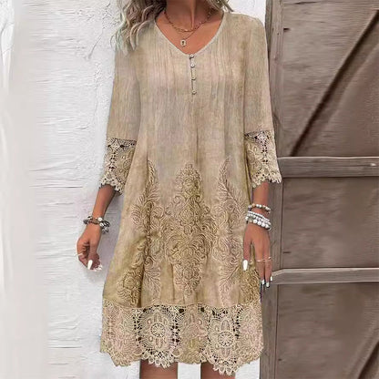 Hazel™ | Women's Lace-Trim Midi Dress