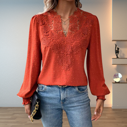 Hazel™ | Women's Lace-Trim V-Neck Blouse