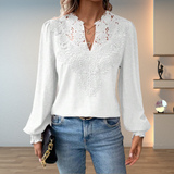 Hazel™ | Women's Lace-Trim V-Neck Blouse