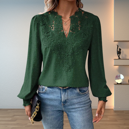 Hazel™ | Women's Lace-Trim V-Neck Blouse