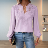 Hazel™ | Women's Lace-Trim V-Neck Blouse