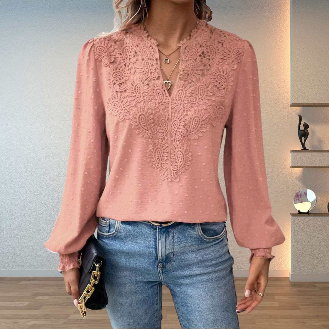 Hazel™ | Women's Lace-Trim V-Neck Blouse