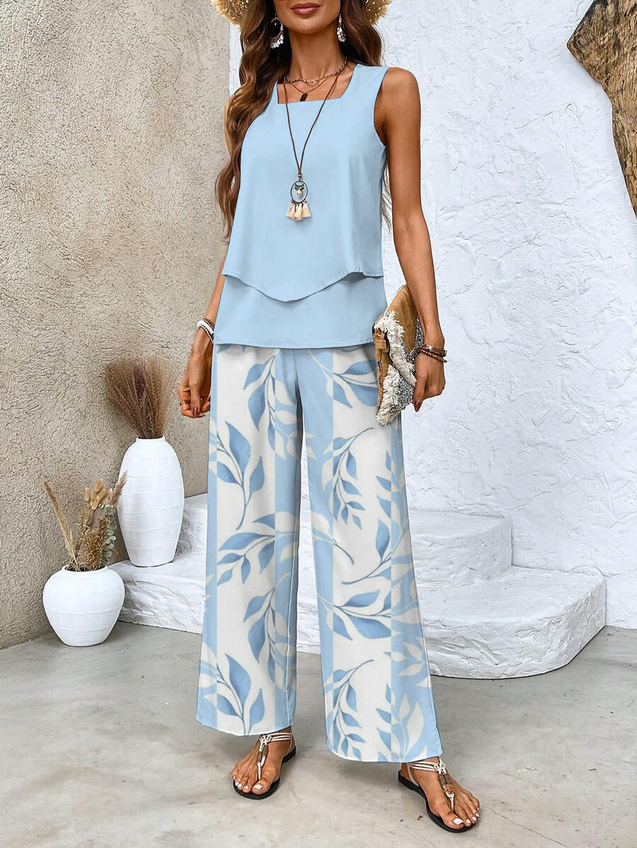 Hazel™ | Women's Layered-Top Wide-Leg Pants Set
