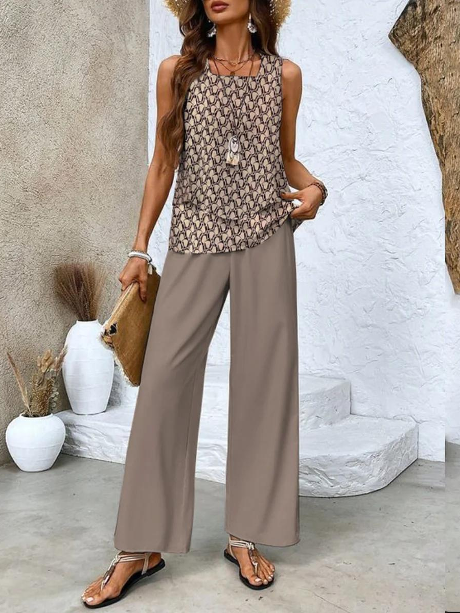 Hazel™ | Women's Layered-Top Wide-Leg Pants Set