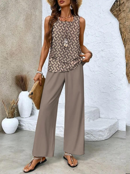 Hazel™ | Women's Layered-Top Wide-Leg Pants Set
