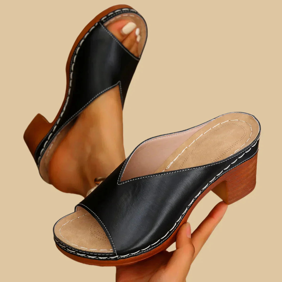 Hazel™ | Women's Open-Toe Block Heel Mule