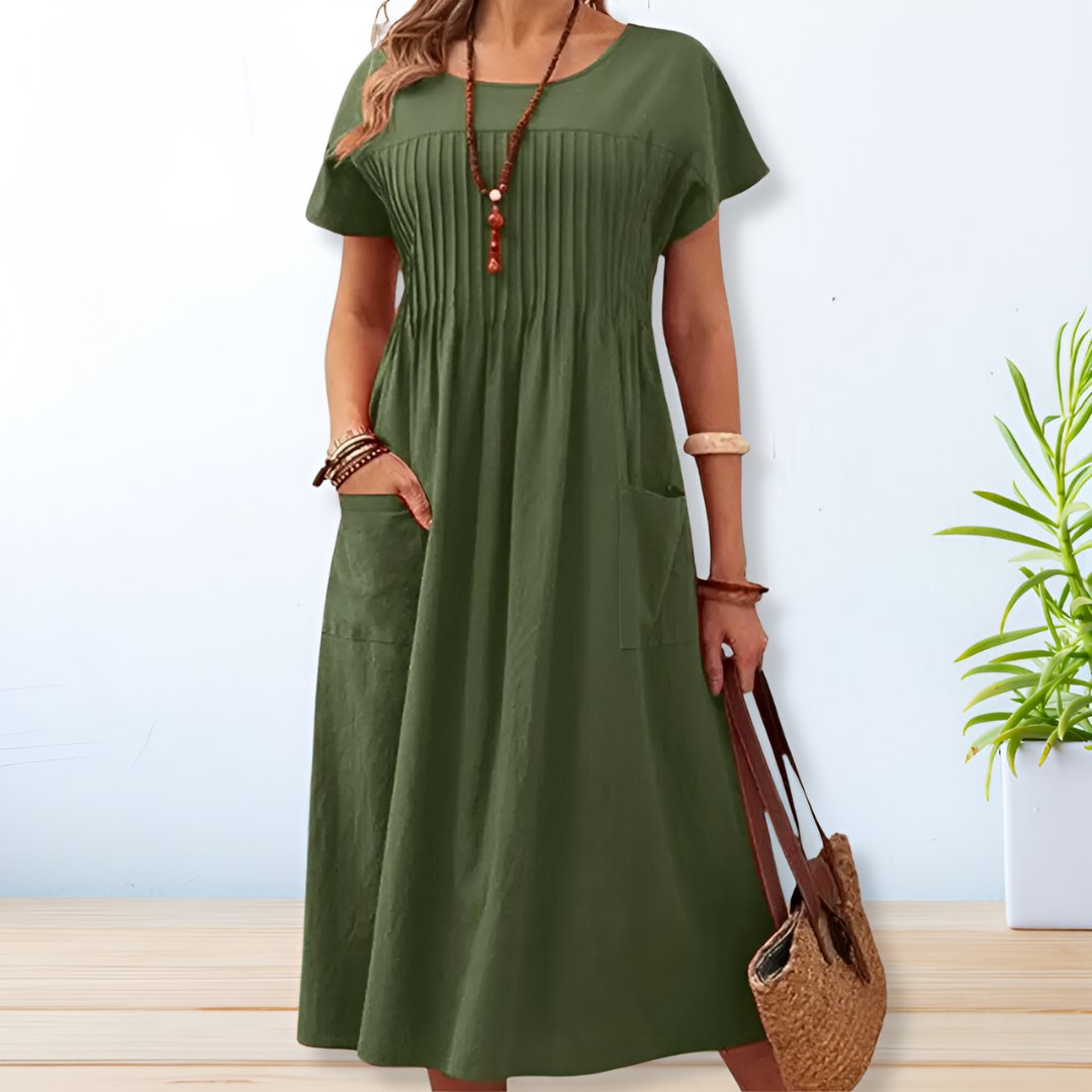 Hazel™ | Women's Pleated-Front Midi Dress