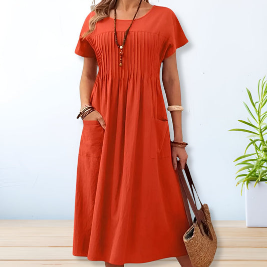 Hazel™ | Women's Pleated-Front Midi Dress
