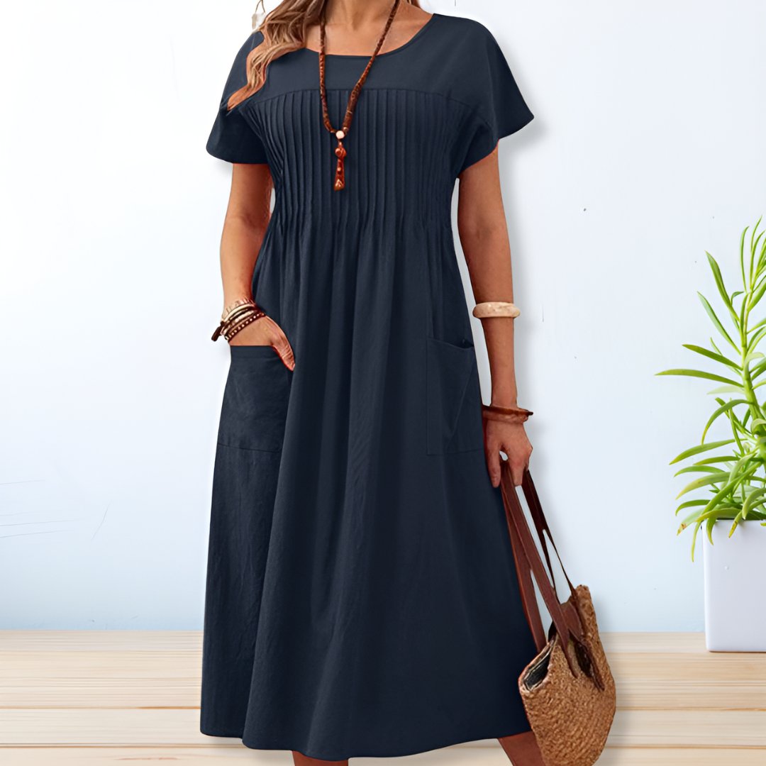 Hazel™ | Women's Pleated-Front Midi Dress