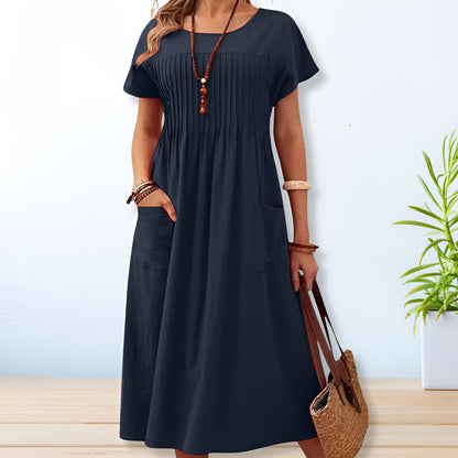 Hazel™ | Women's Pleated-Front Midi Dress