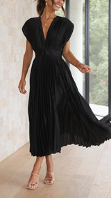 Hazel™ | Women's Pleated V-Neck Midi Dress