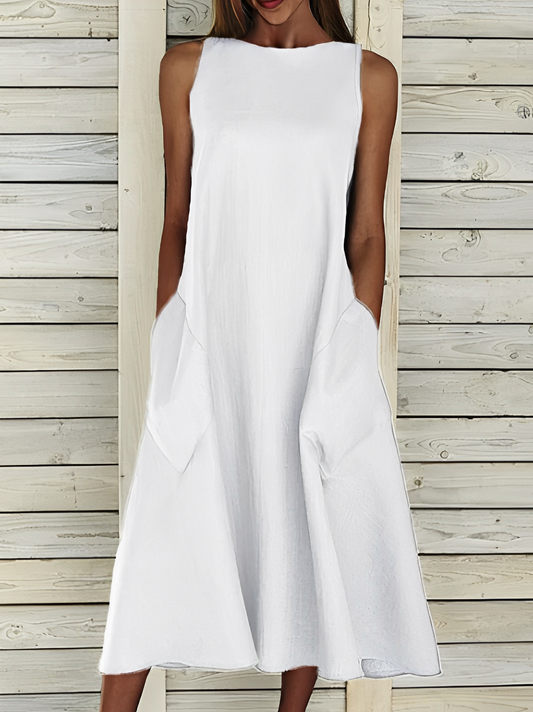 Hazel™ | Women's Sleeveless Midi Dress with Pockets