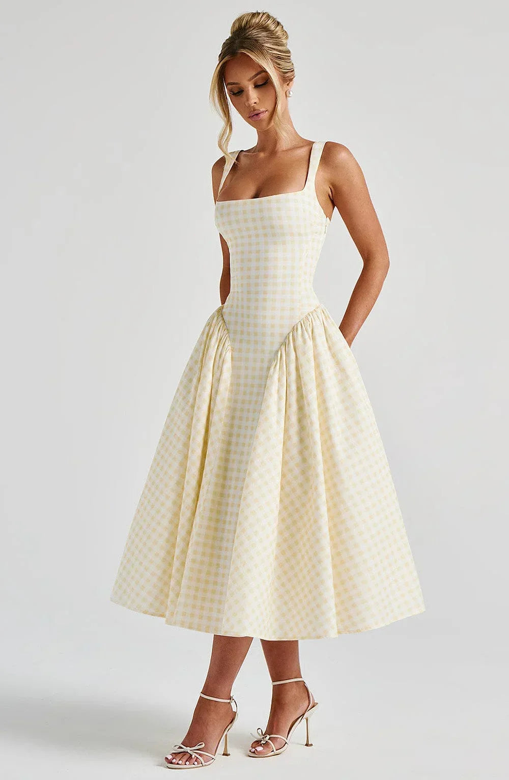 Hazel™ | Women's Square-Neck Fit-and-Flare Midi Dress