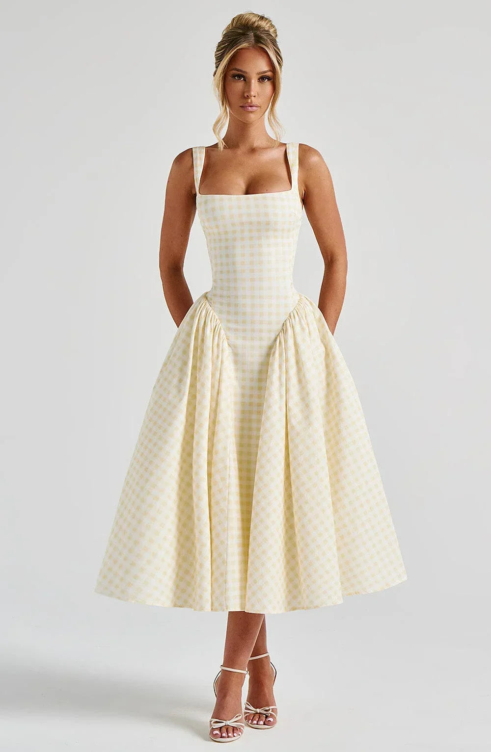 Hazel™ | Women's Square-Neck Fit-and-Flare Midi Dress