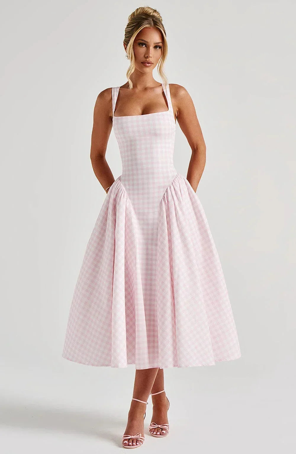Hazel™ | Women's Square-Neck Fit-and-Flare Midi Dress