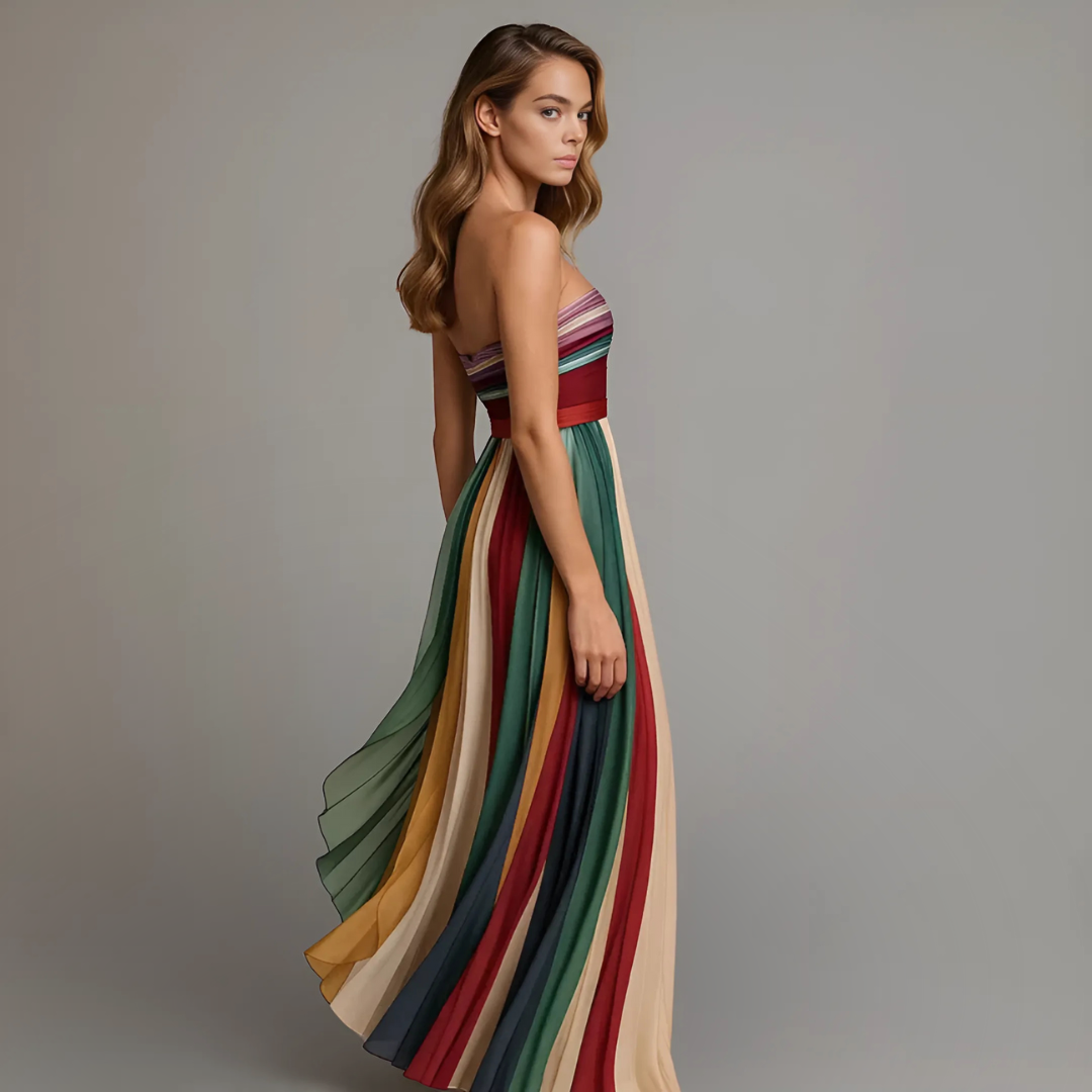 Hazel™ | Women's Strapless Pleated Maxi Dress