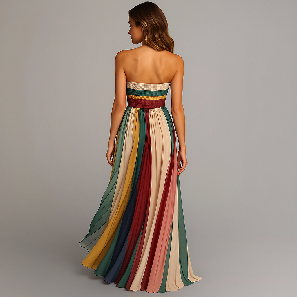 Hazel™ | Women's Strapless Pleated Maxi Dress