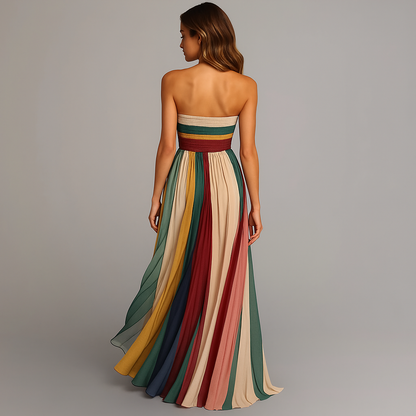 Hazel™ | Women's Strapless Pleated Maxi Dress