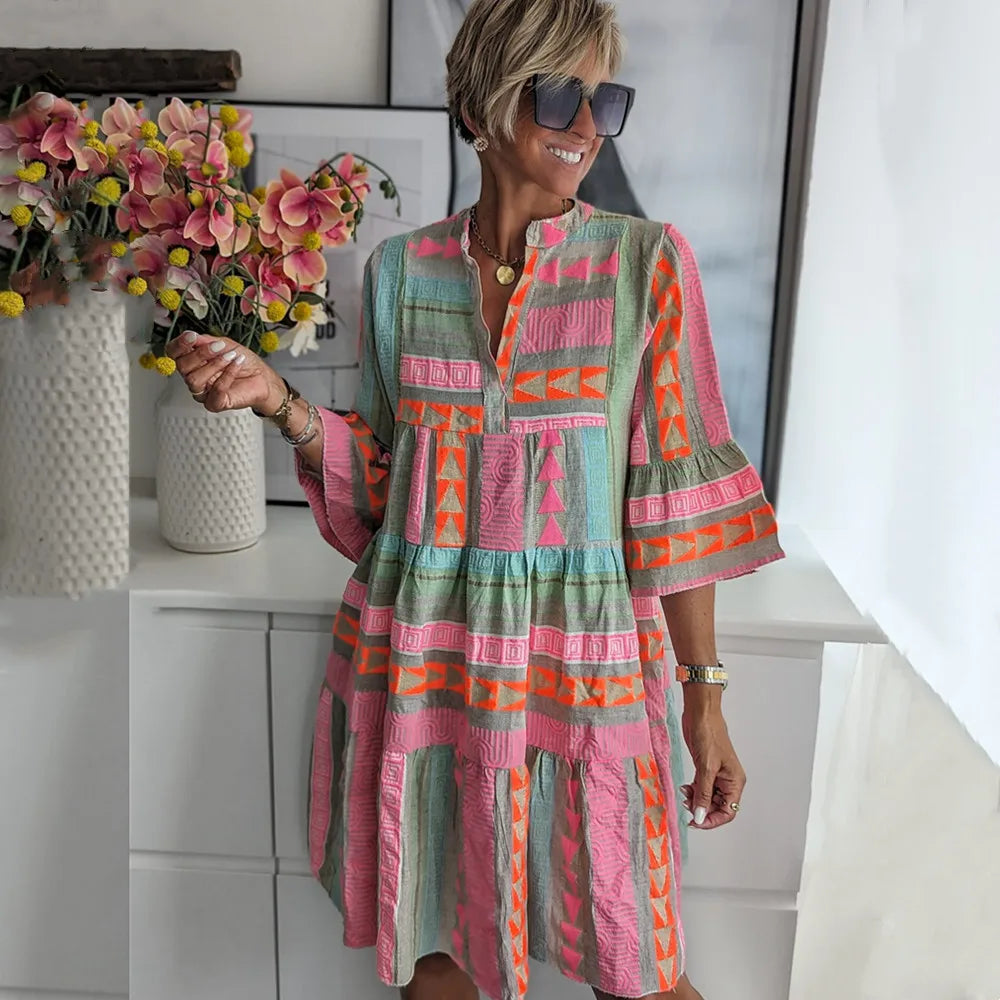 Hazel™ | Women's Tiered Boho Print Dress