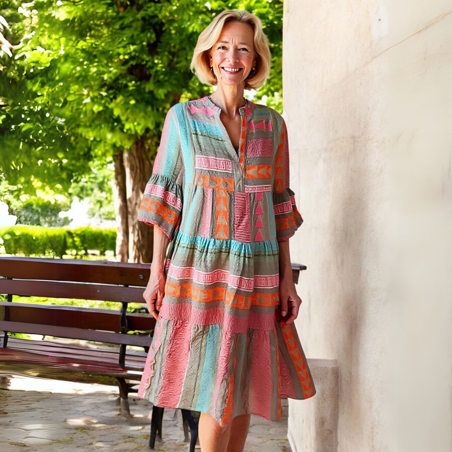 Hazel™ | Women's Tiered Boho Print Dress