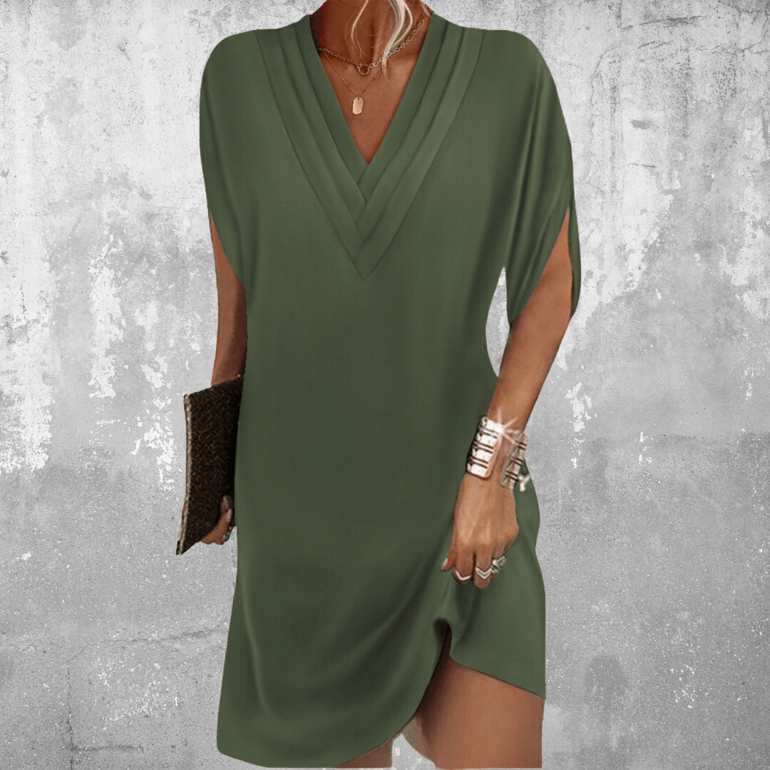 Hazel™ | Women's V-Neck Batwing-Sleeve Mini Dress