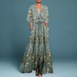 Hazel | Women's V-Neck Floral Maxi Dress