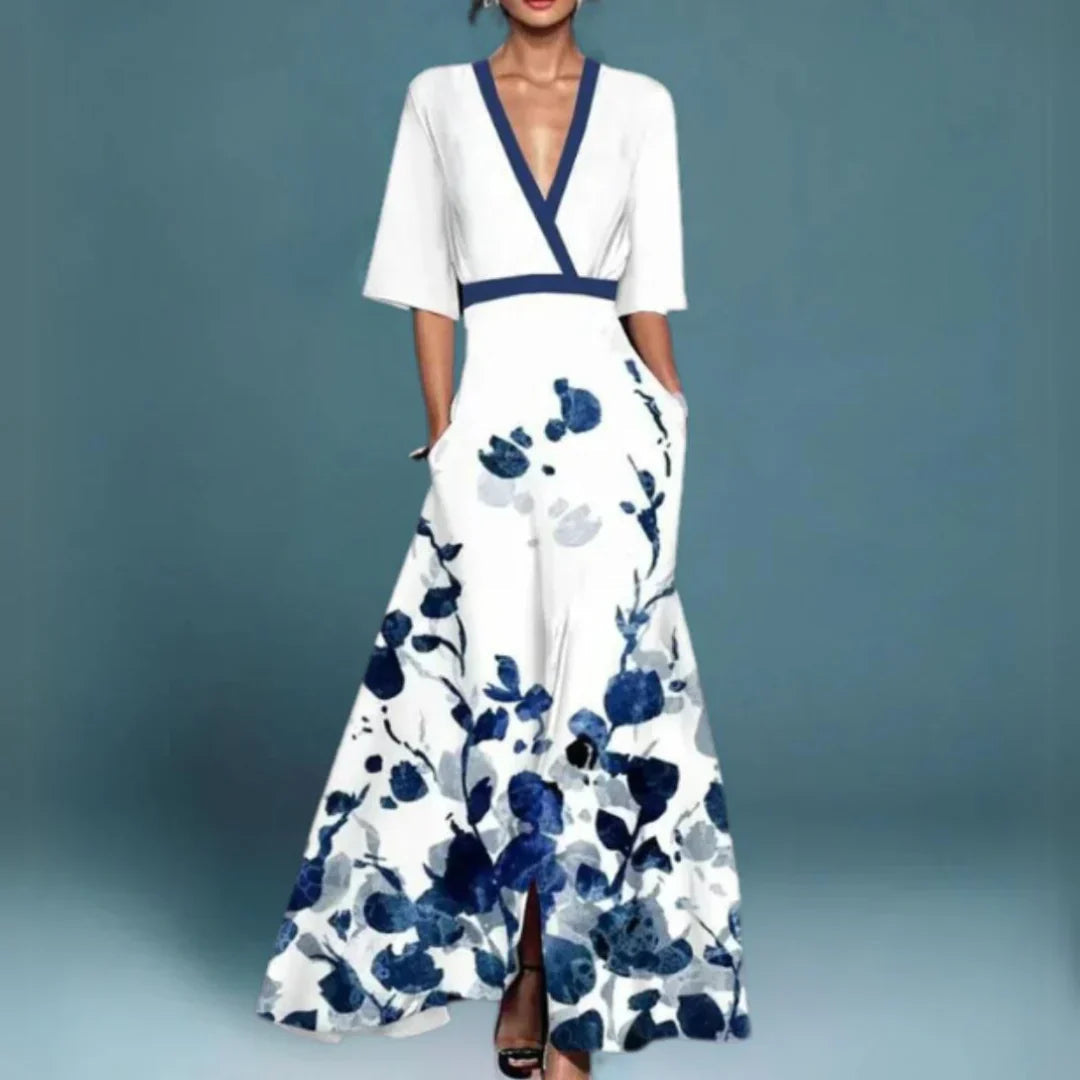 Hazel™ | Women's V-Neck Floral Maxi Dress
