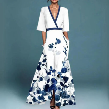 Hazel™ | Women's V-Neck Floral Maxi Dress