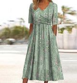 Hazel™ | Women's V-Neck Floral Midi Dress