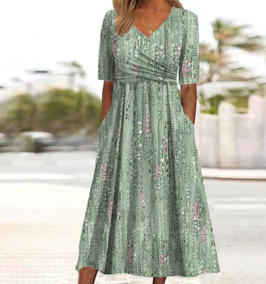 Hazel™ | Women's V-Neck Floral Midi Dress