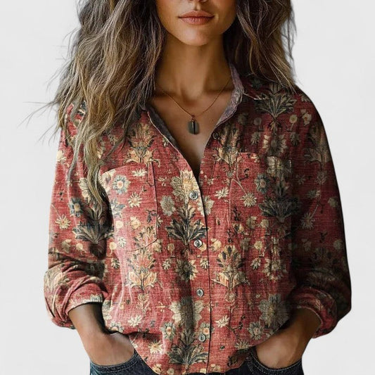 Hazel™ | Women's Vintage-Print Button-Down Shirt