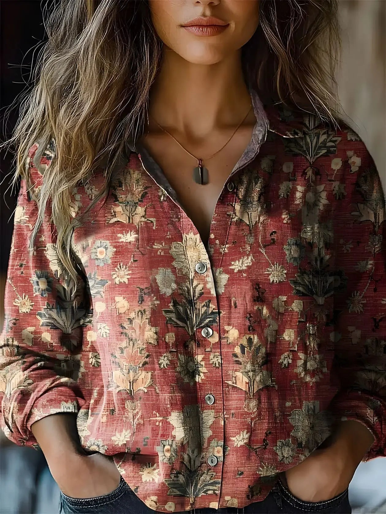 Hazel™ | Women's Vintage-Print Button-Down Shirt