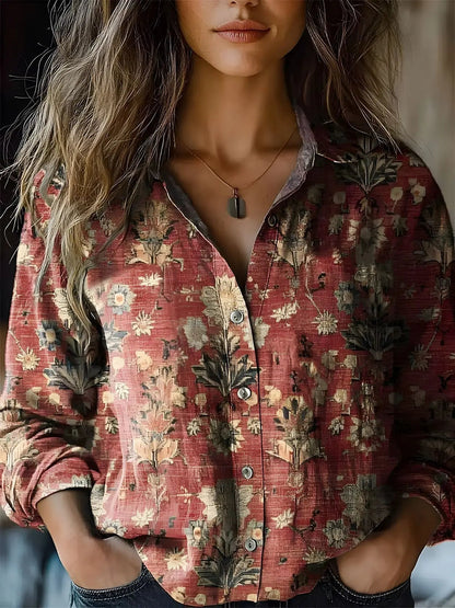 Hazel™ | Women's Vintage-Print Button-Down Shirt