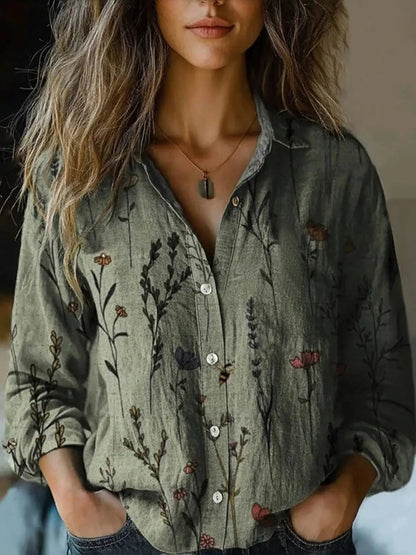 Hazel™ | Women's Vintage-Print Button-Down Shirt