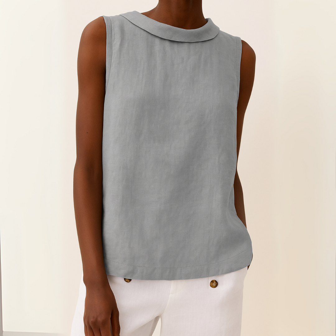 Mabel™ | Women's Sleeveless Roll-Collar Top