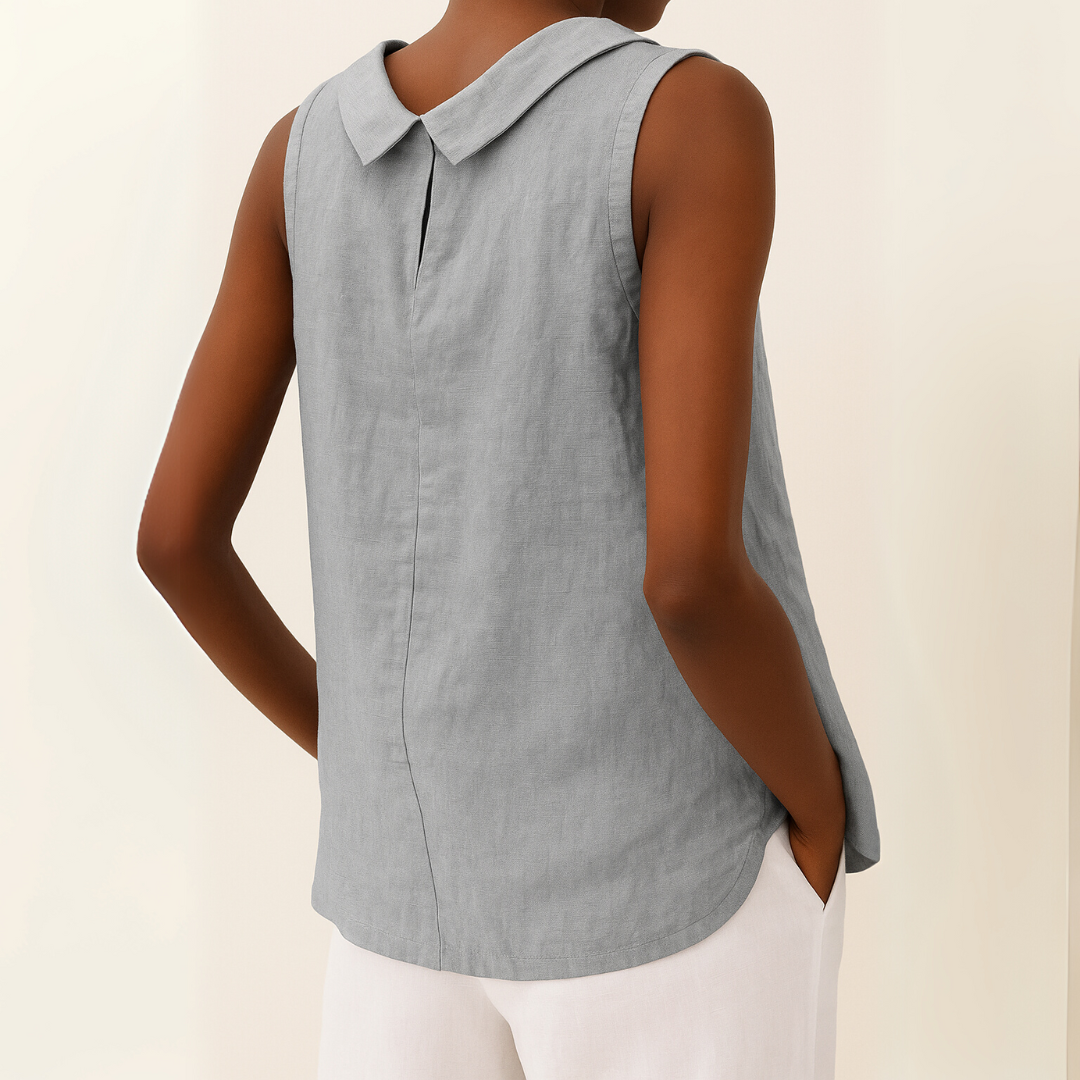 Mabel™ | Women's Sleeveless Roll-Collar Top