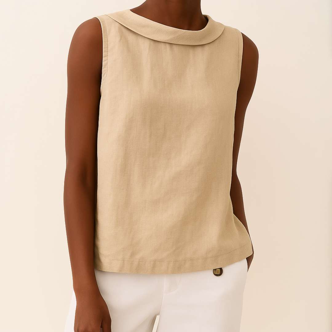 Mabel™ | Women's Sleeveless Roll-Collar Top