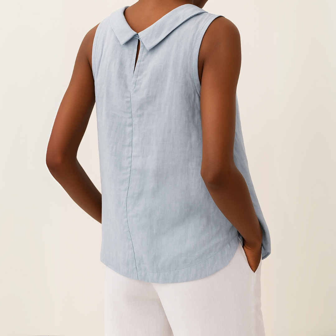 Mabel™ | Women's Sleeveless Roll-Collar Top