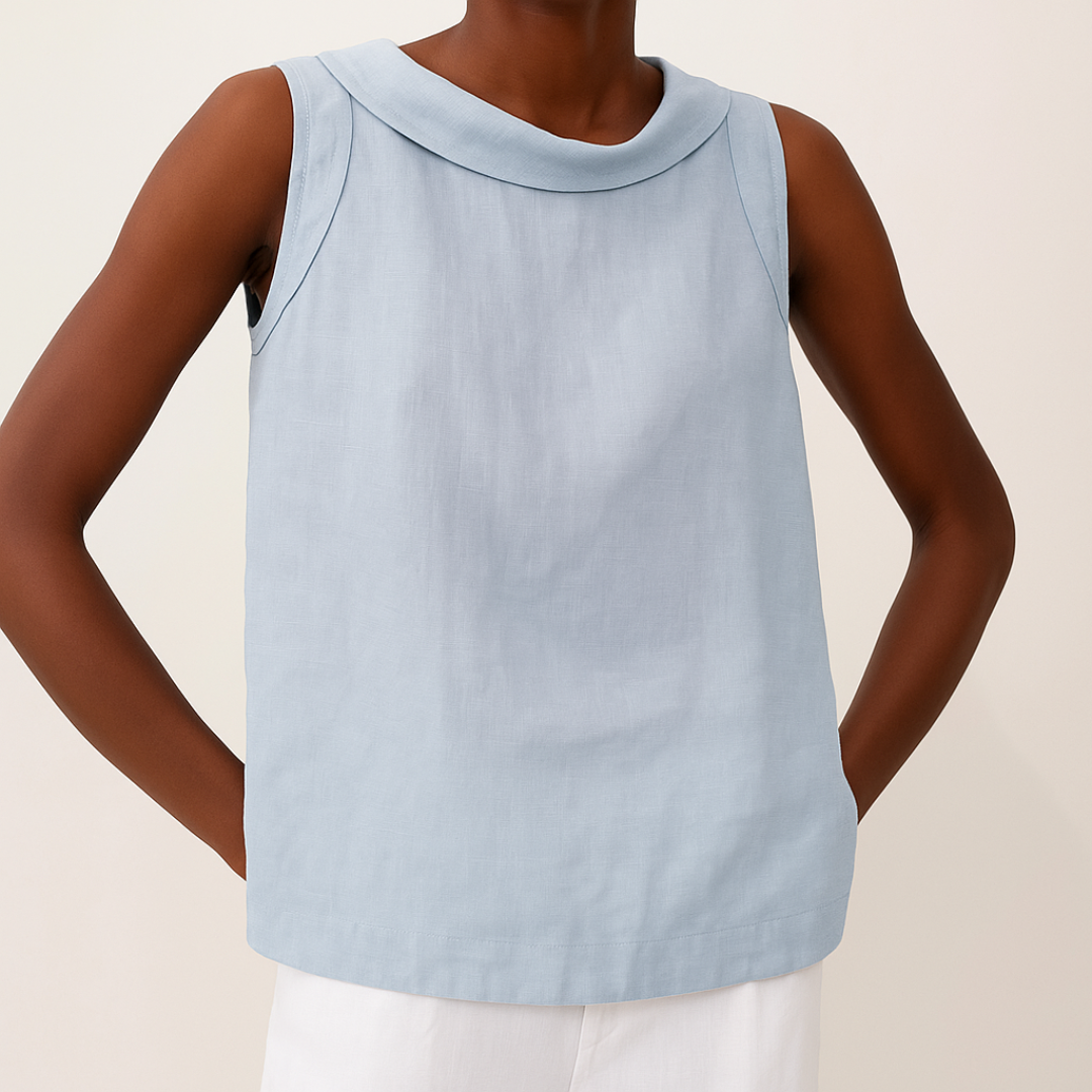 Mabel™ | Women's Sleeveless Roll-Collar Top
