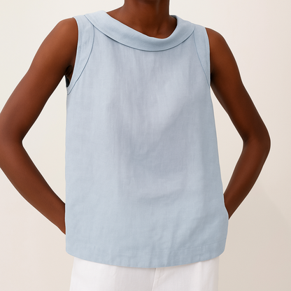 Mabel™ | Women's Sleeveless Roll-Collar Top