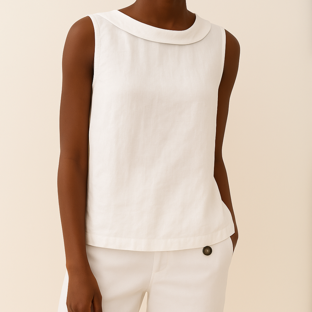 Mabel™ | Women's Sleeveless Roll-Collar Top