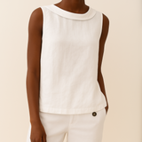 Mabel | Women's Sleeveless Roll-Collar Top