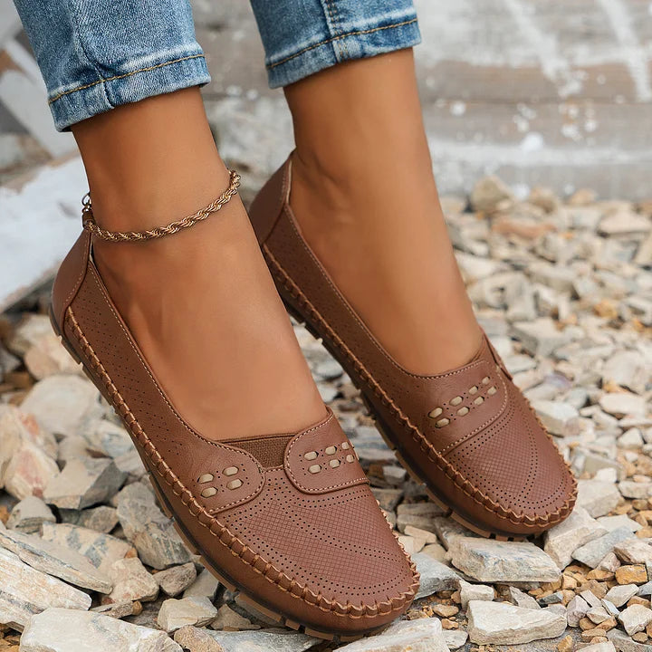 Nora™ | Women's Slip-On Perforated Flat